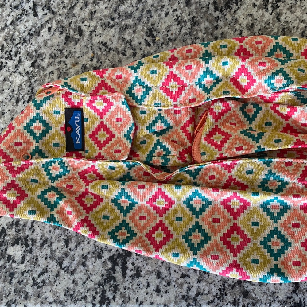 KAVU Multicolor Geometric Pattern Sling Bag - Pink, Teal, Yellow